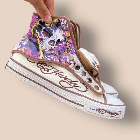 Y2K Ed Hardy Hi Low Sneakers Removable High Top - Picture 3 of 6